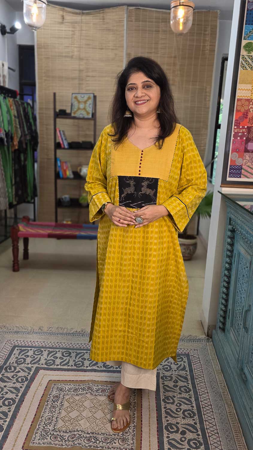 Tangalia/Dana work & Ikkat Exclusive Patchwork with Bhujodi dup. Top Dup set only