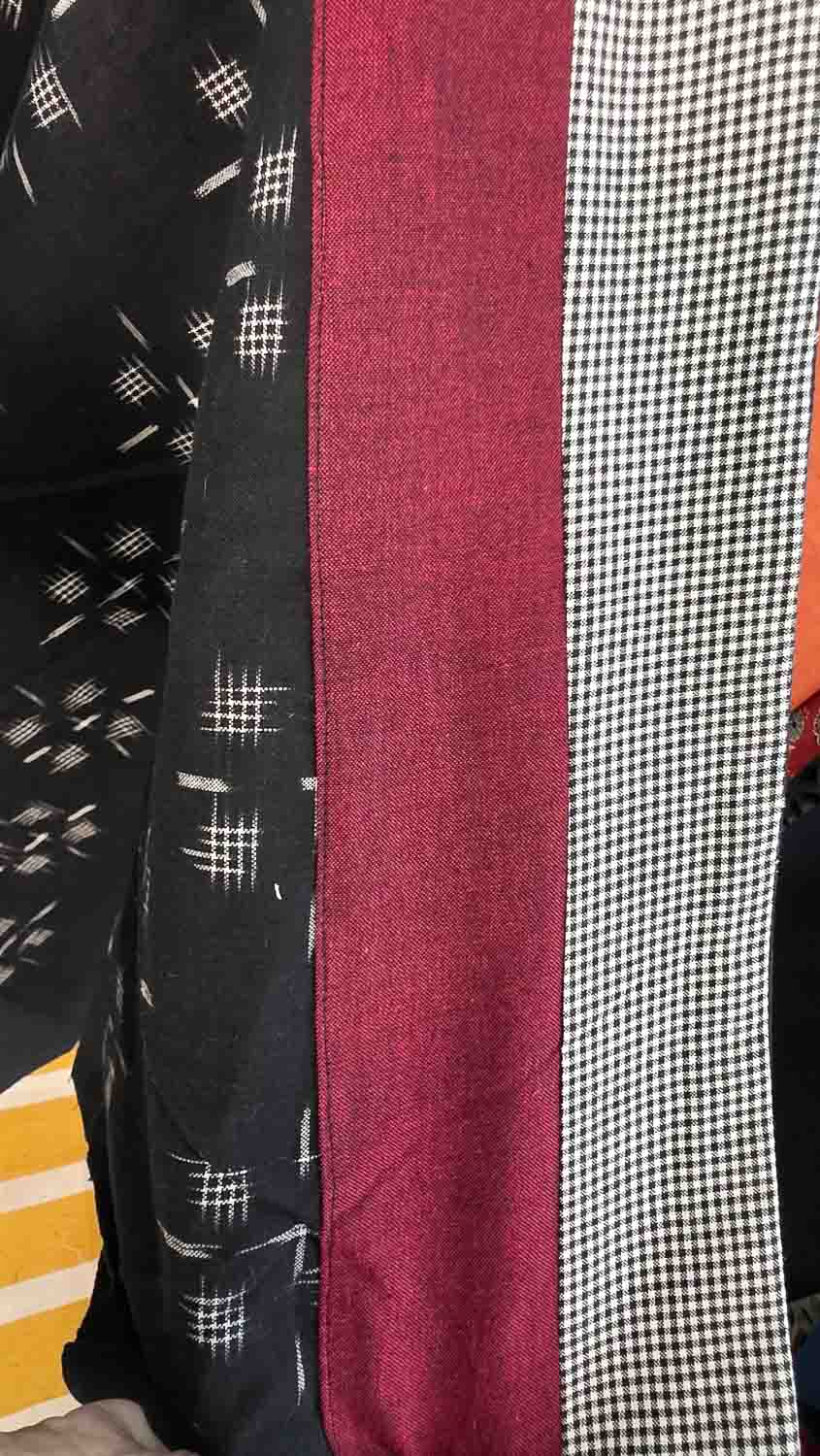 Black Exclusive double ikkat weaves collage patchwork