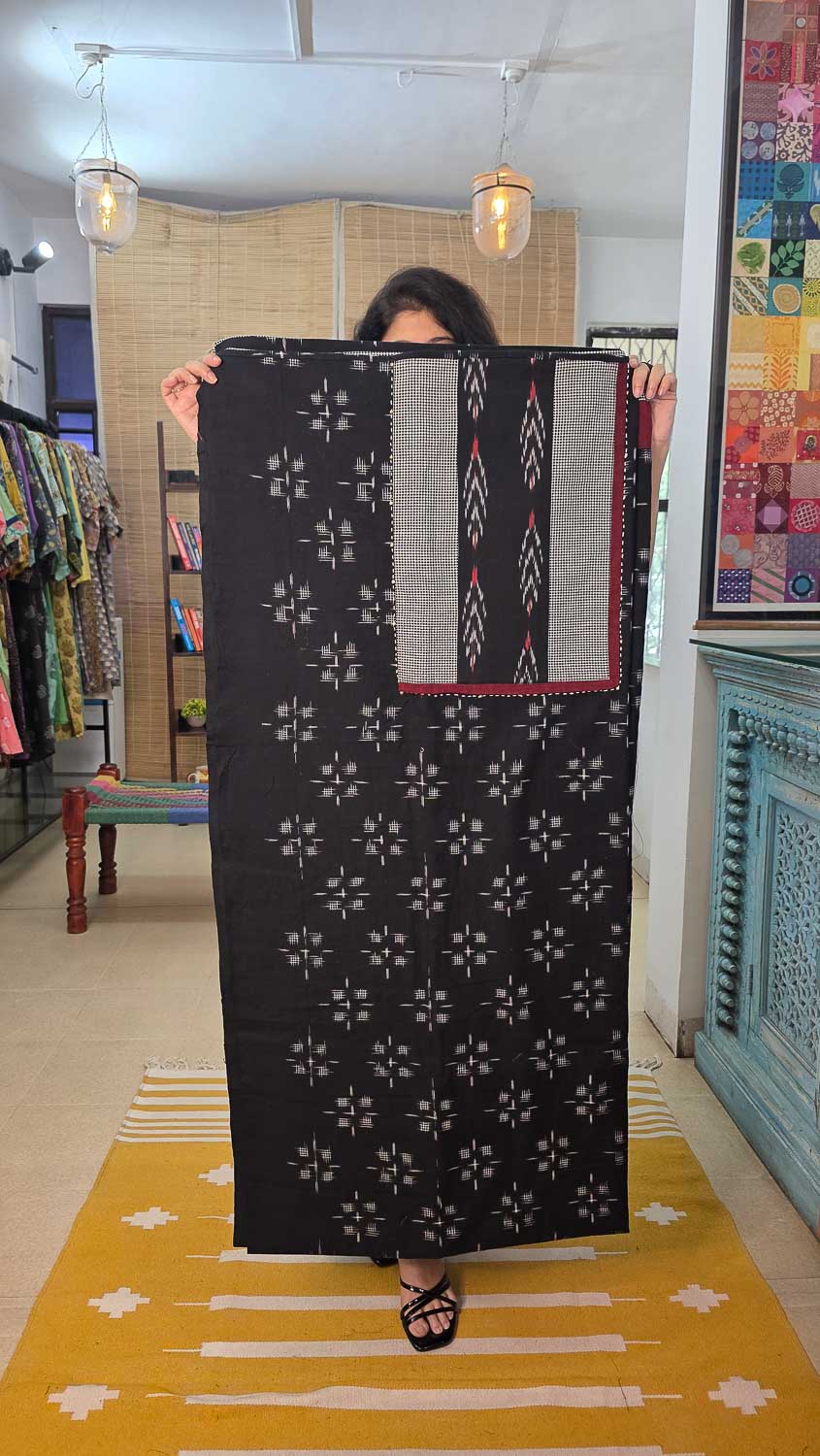 Black Exclusive double ikkat weaves collage patchwork