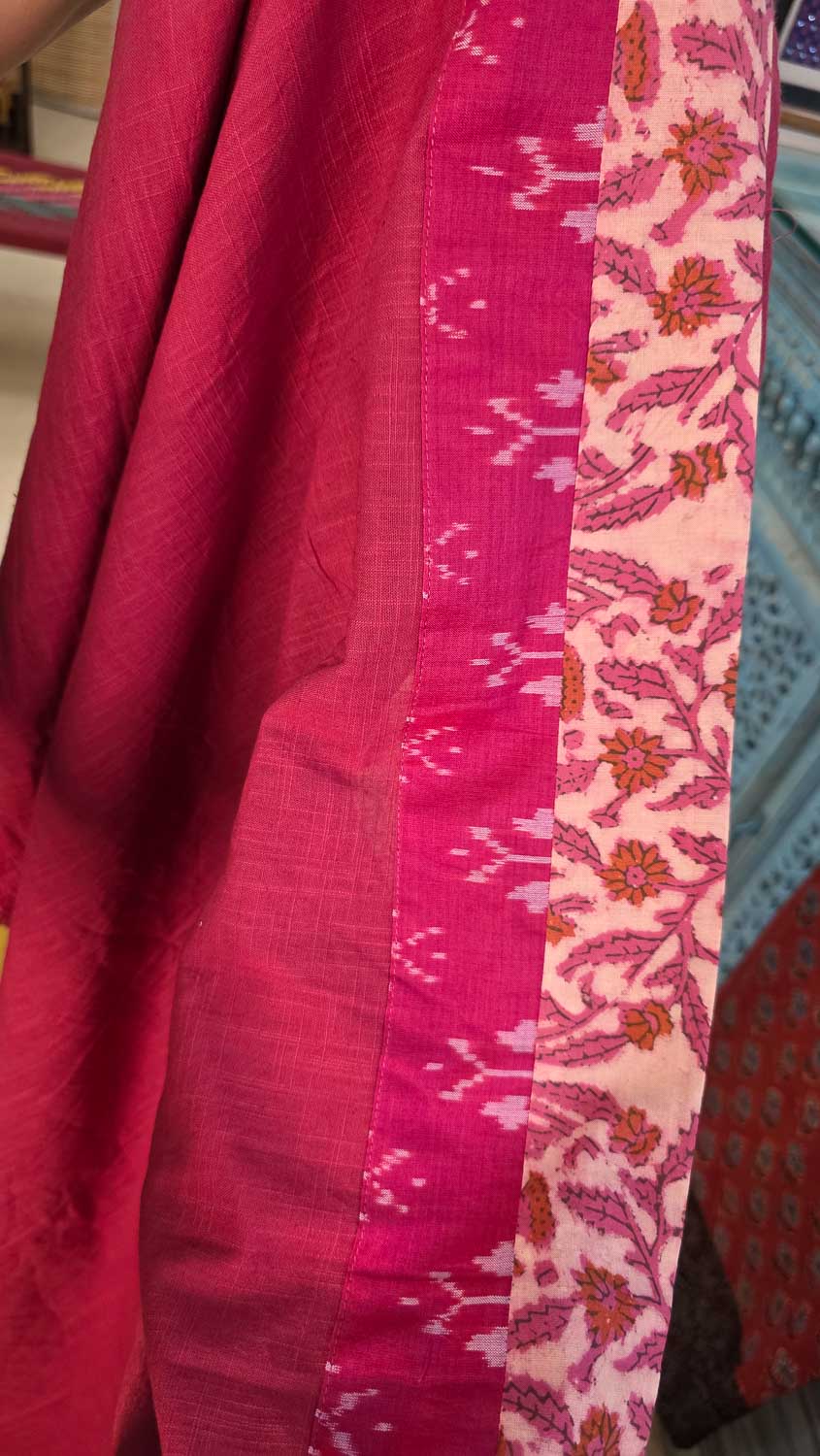 Pure cotton slub with ikkat & Kalamkari