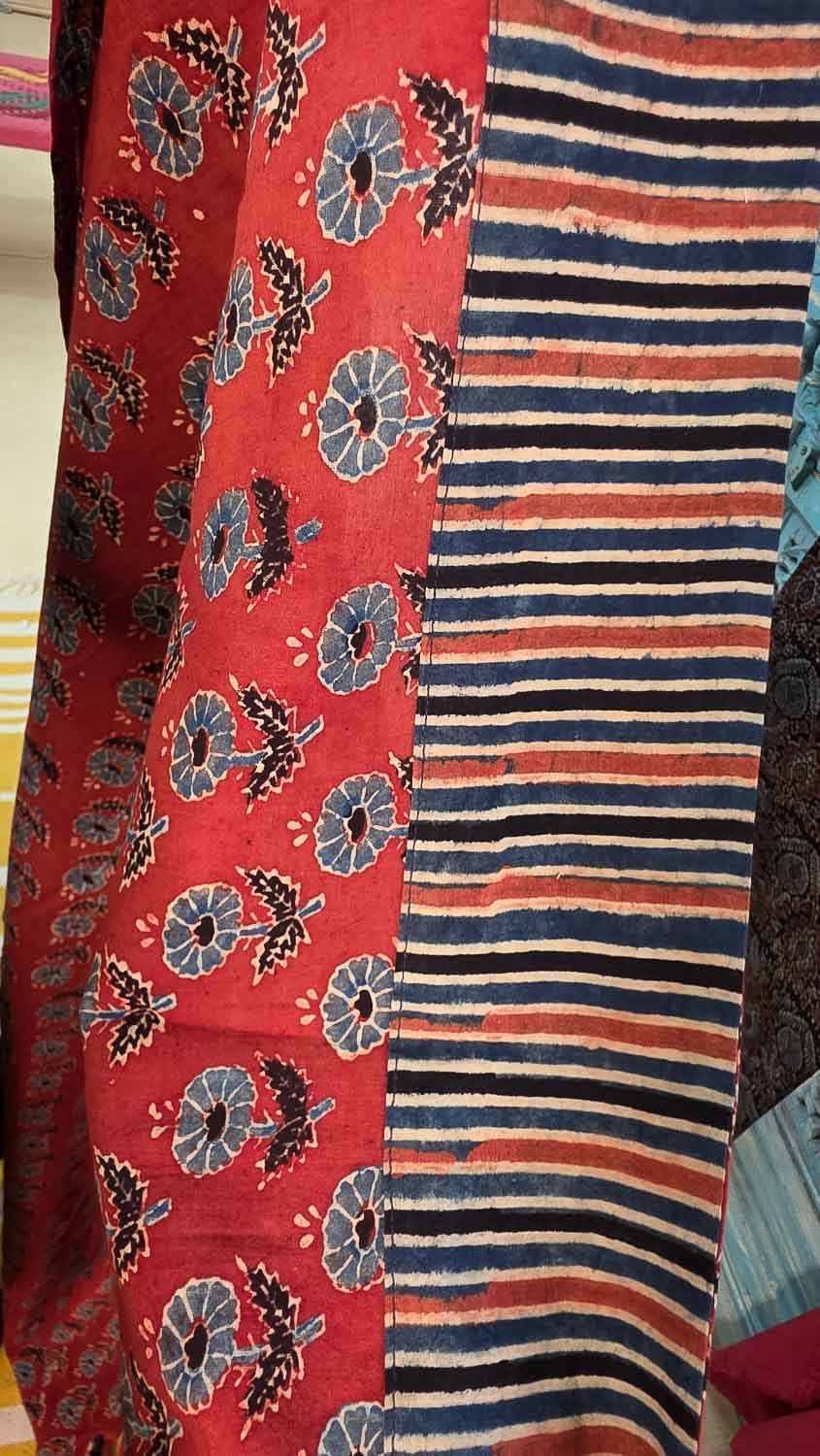 Ajrakh with Ajrakh collage patchwork