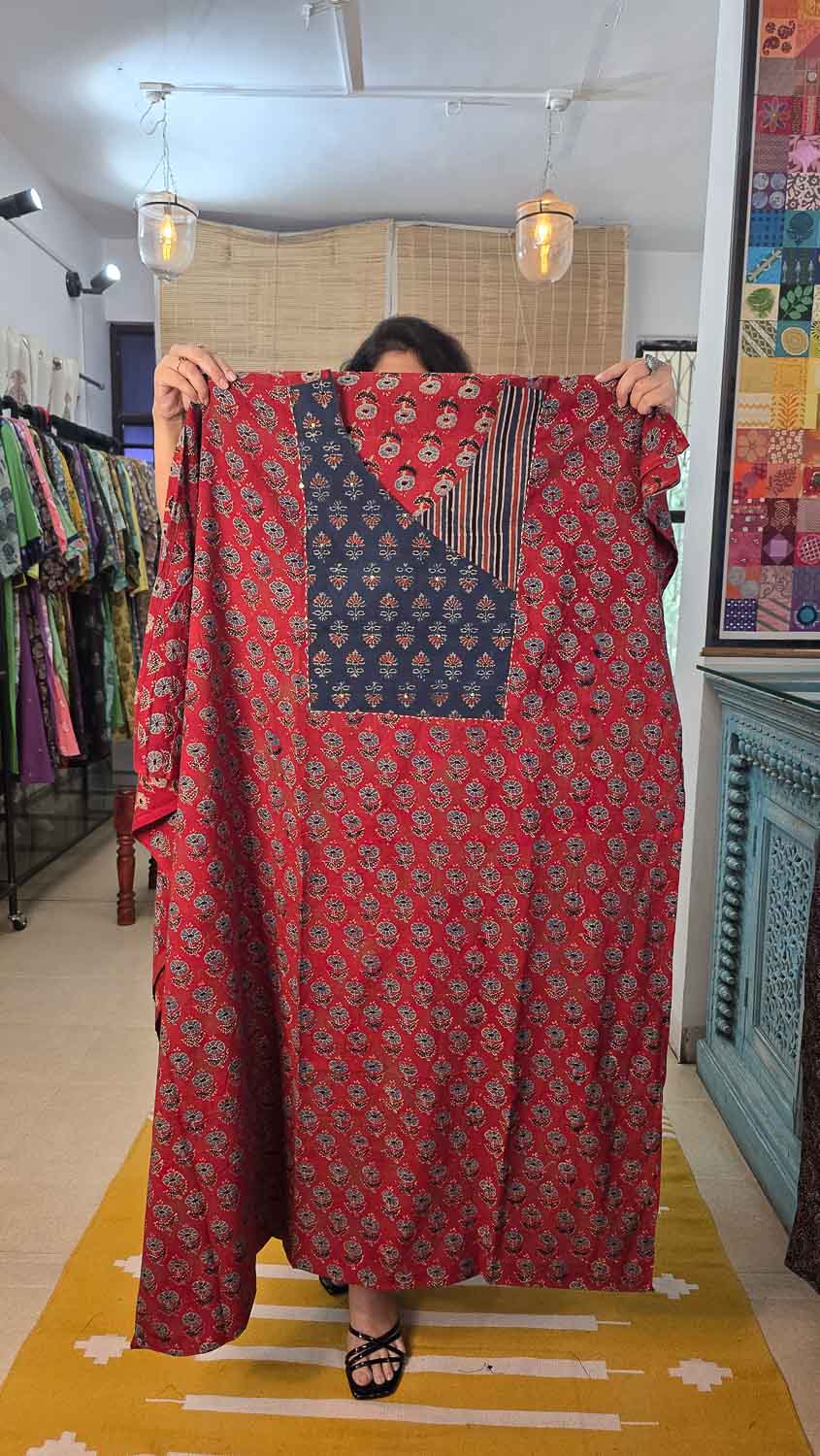 Ajrakh with Ajrakh collage patchwork