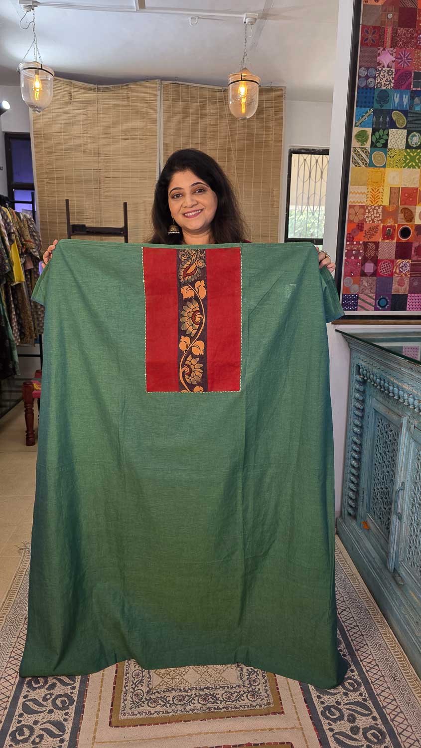 Green with Pen Kalamkari exclusive