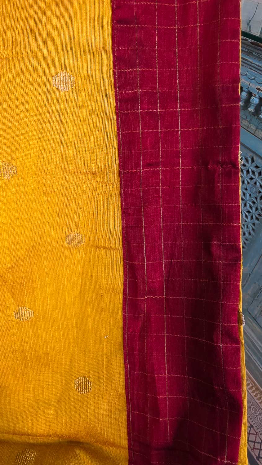 Golden cottonsilk with gloden  butta with Exclusive Sambalpur Ikkat