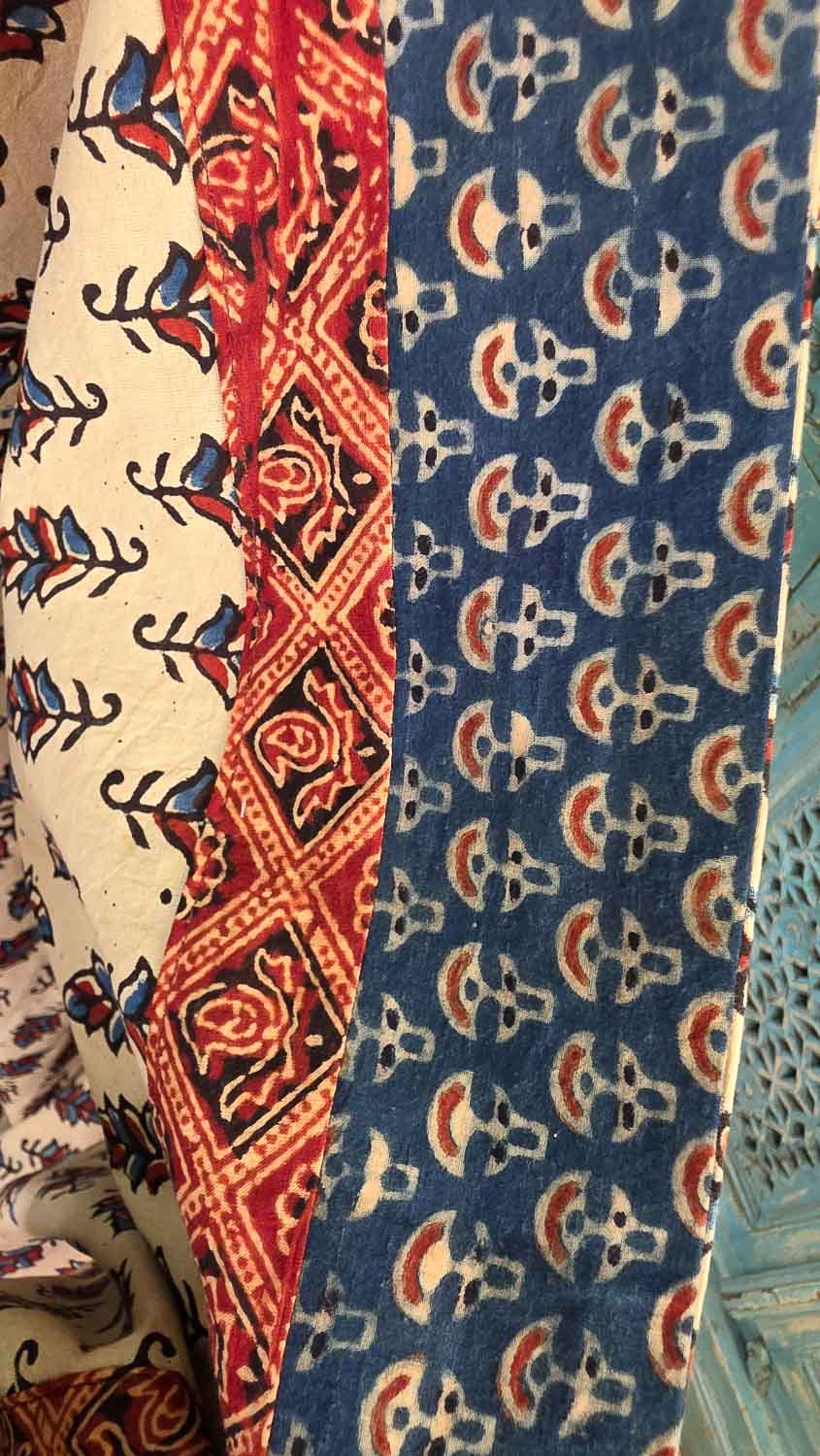 Cream Ajrakh collage patchwork