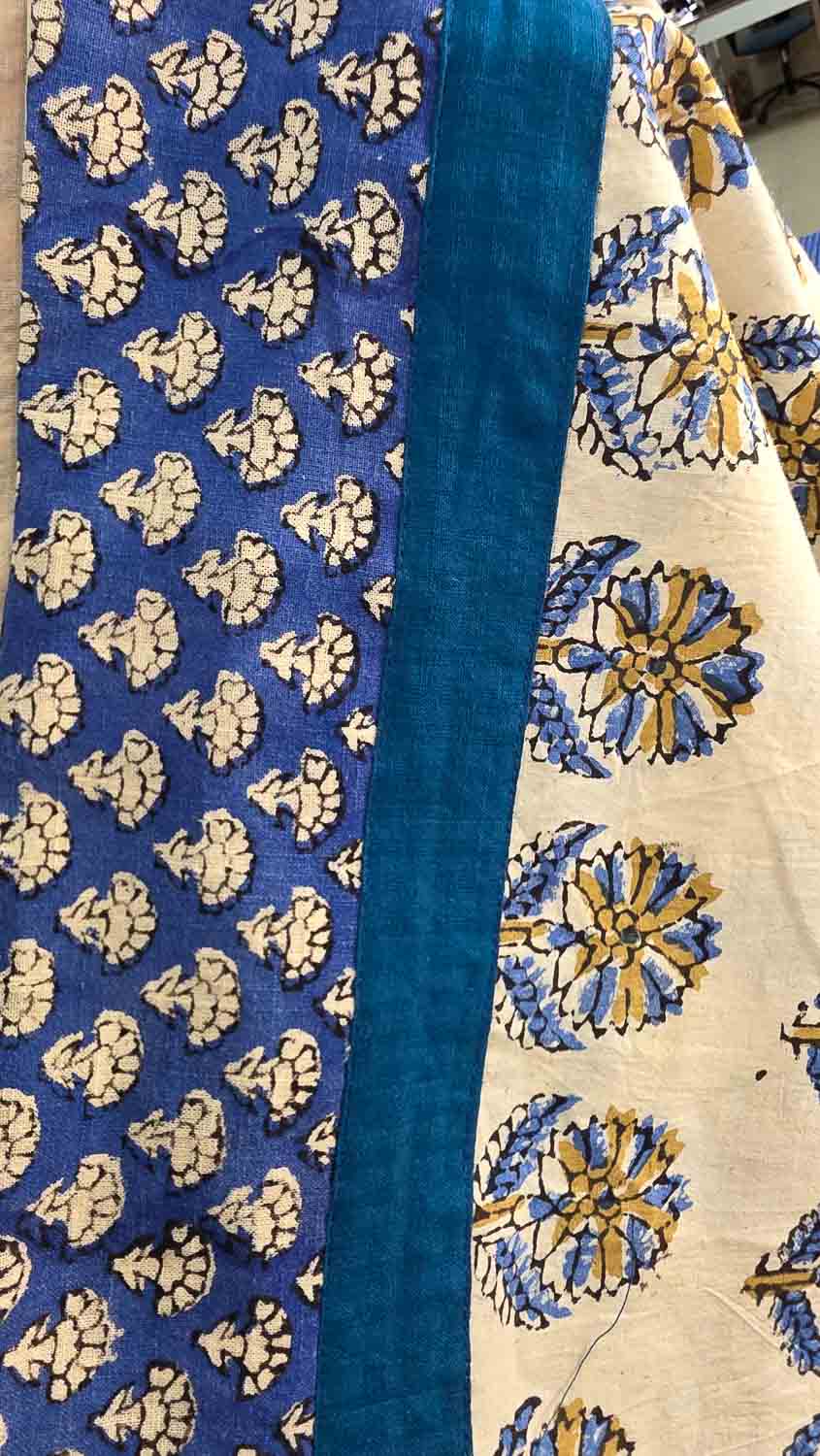 Cream Ajrakh with multicolor patch