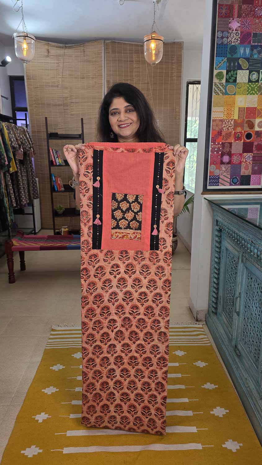 Handblock printed Peach vanaspati