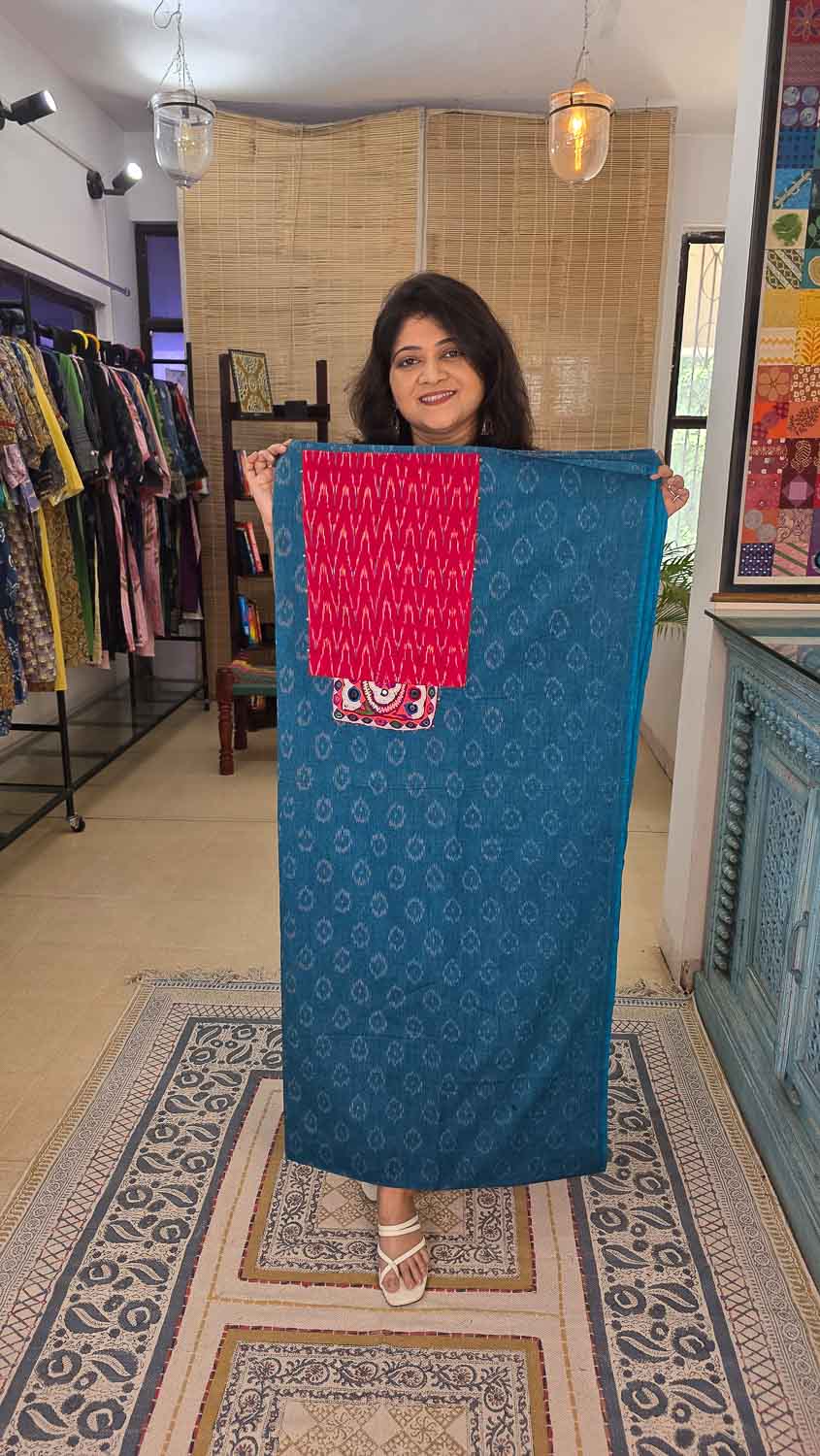 Ikkat patterned kurta fabric with banjara