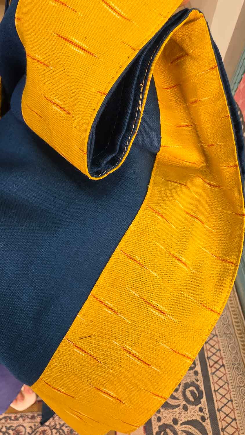 Patterned kurta fabric with pen kalamkari