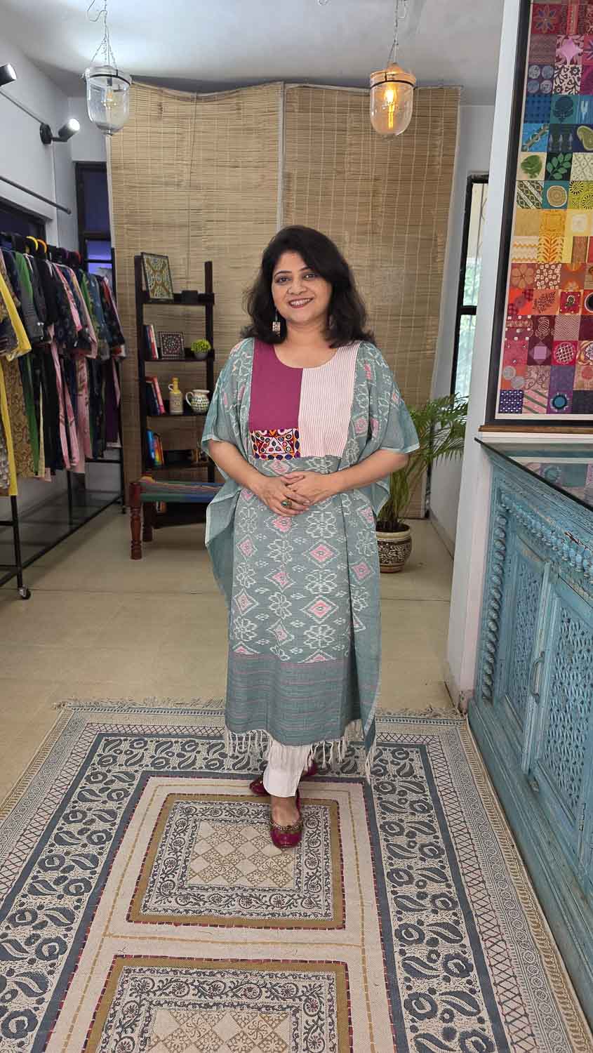 Ikkat designer kaftan with ikkat & banjara