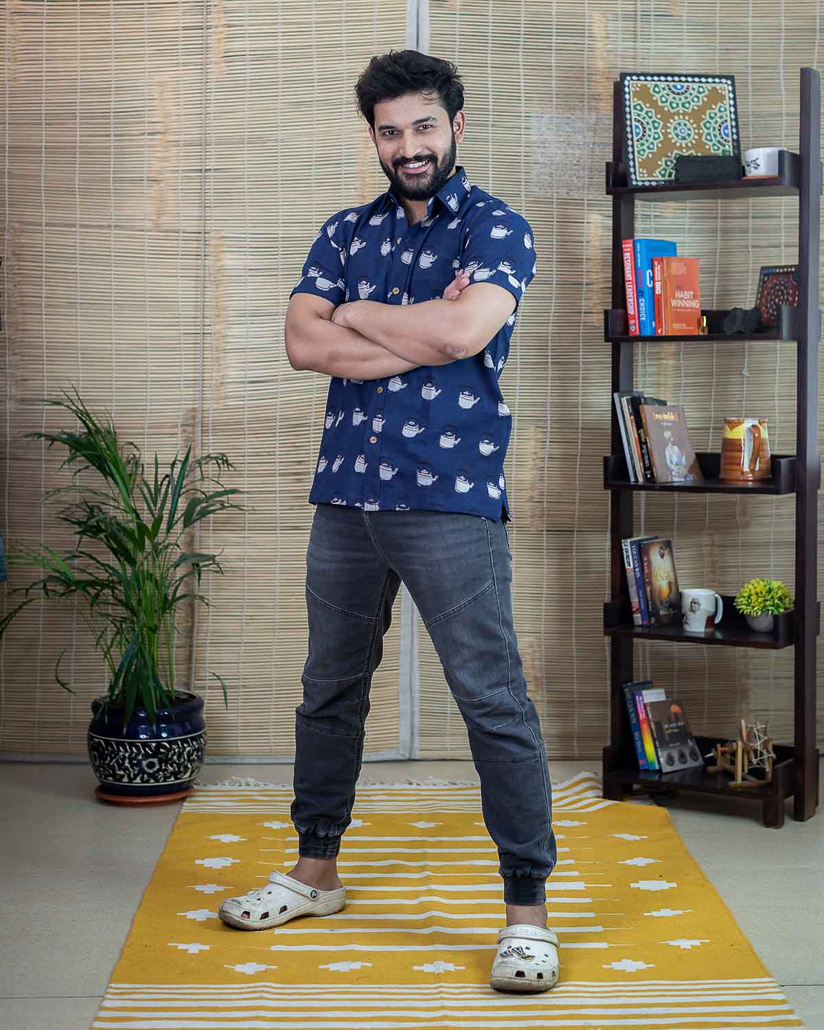 Chai Kettle Print Shirt Signature Collection – Indigo