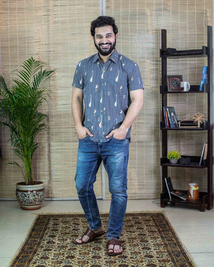 Bandish musical Print Shirt Signature Collection â€“ Gray for women – Rush Me Fashions Pune