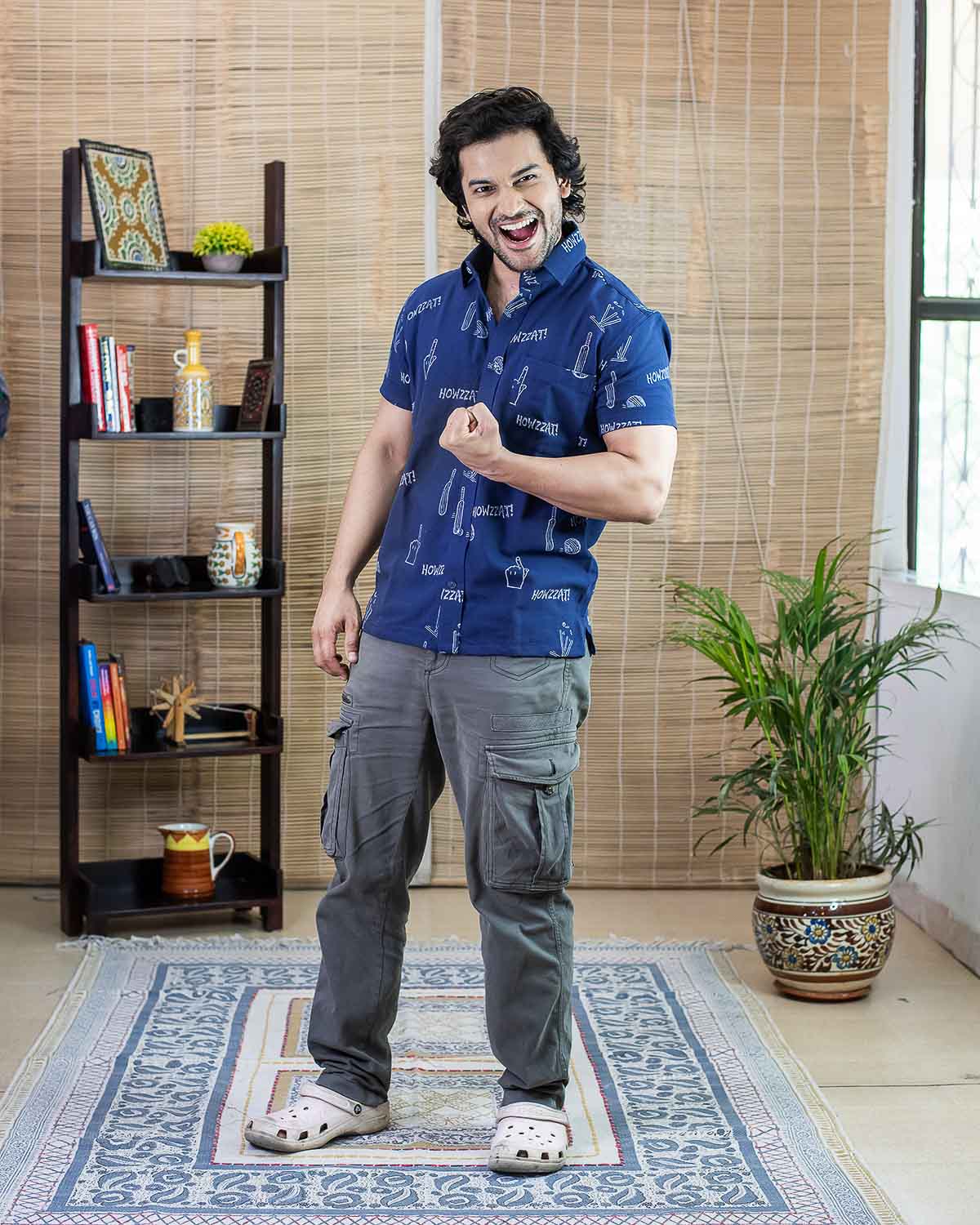 Men's Indigo Cricket Signature Print Shirt