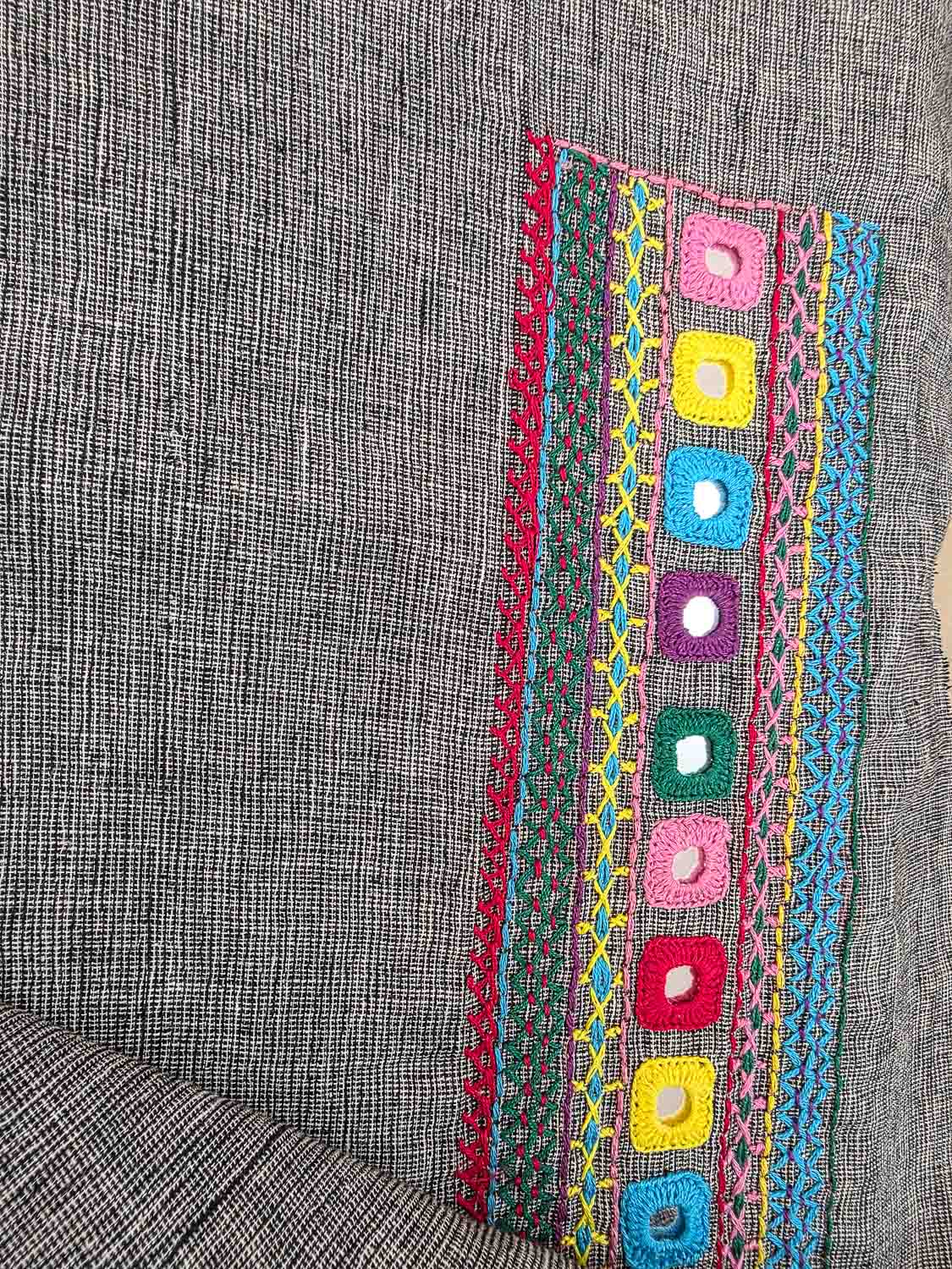 Gray multicolor Lambani With exclusive Jamdani. Buy Bottom separately.