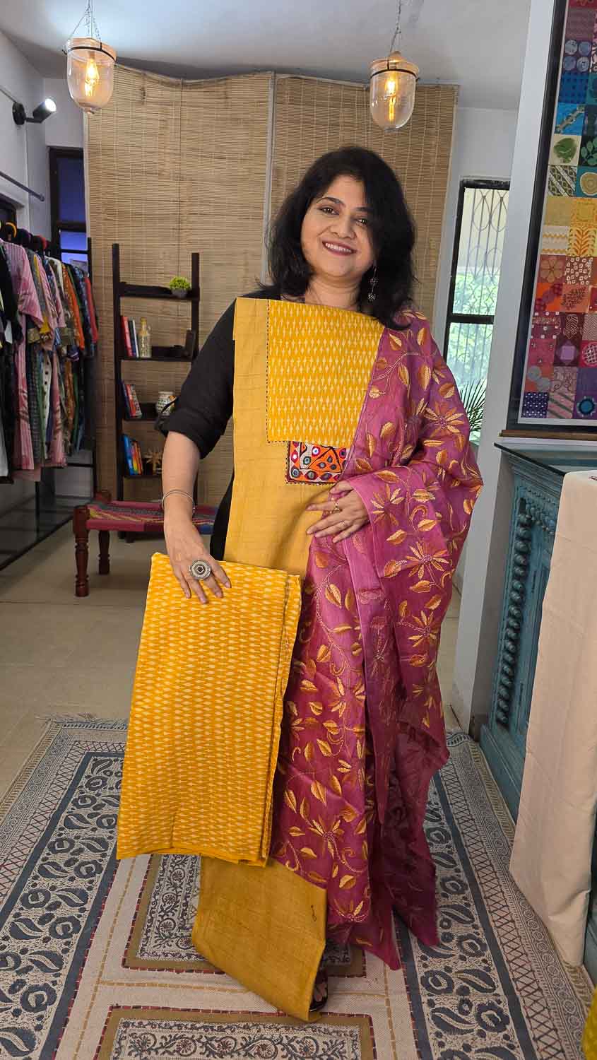 Tussar Silk dupatta with Tussar silk kurta fab - bottom optional