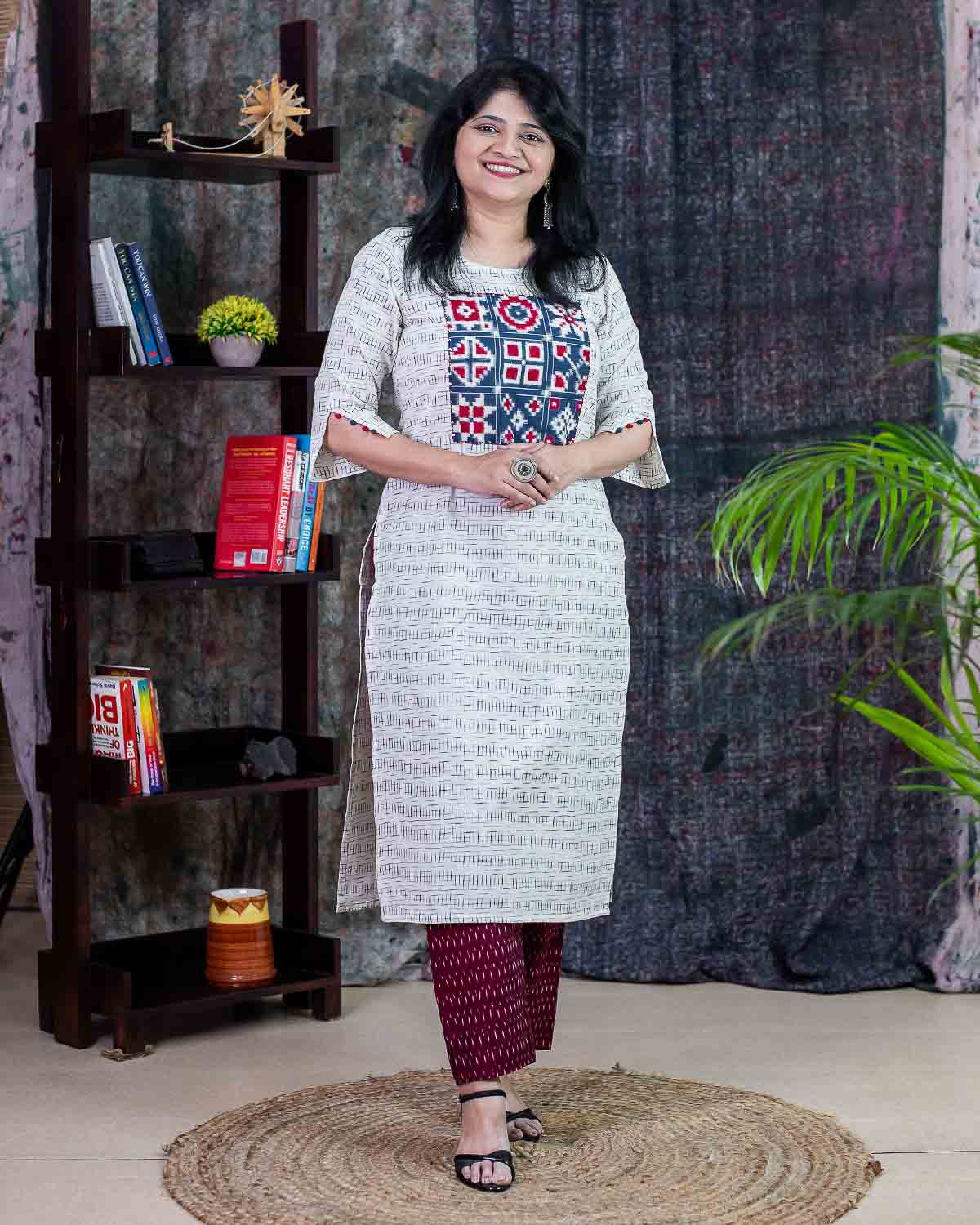 Exclusive 18 motifTelia Ikkat Straight fit kurta