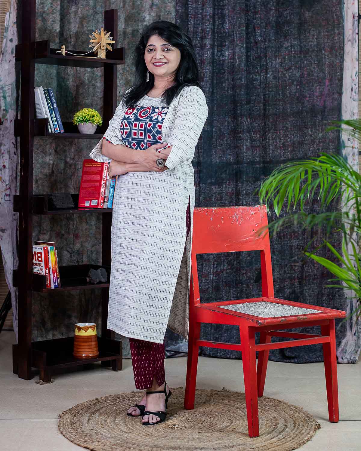 Exclusive 18 motifTelia Ikkat Straight fit kurta