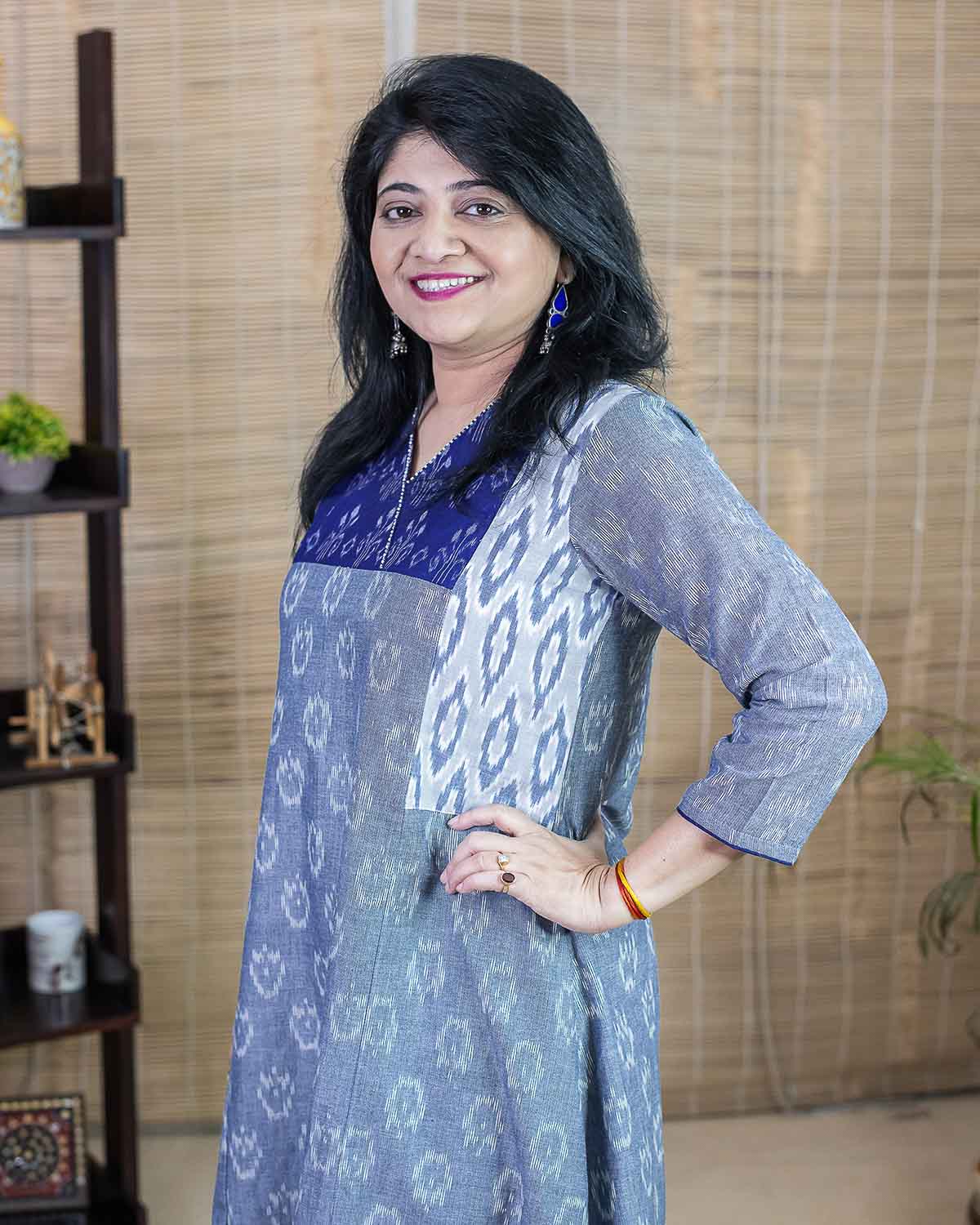 Blue Ikkat collage Exclusive Ikkat Dress Cum Kurta