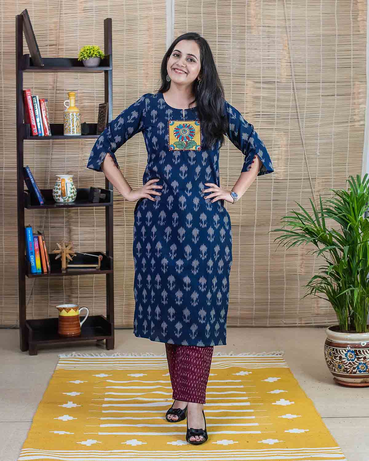 Exclusive Pen kalamkari Ikkat Straight fit kurta