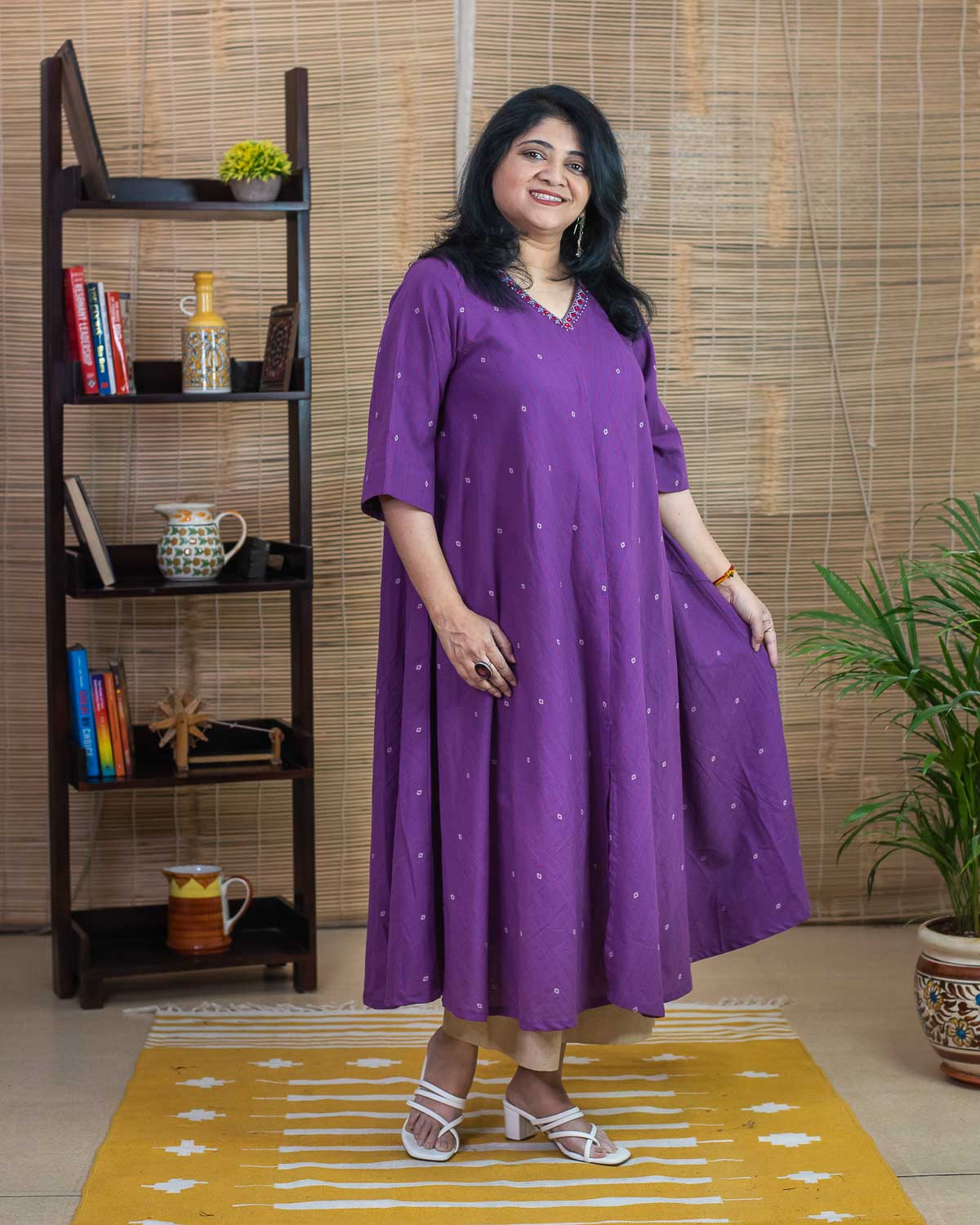 Flared, Purple Relaxed fit dress cum kurta