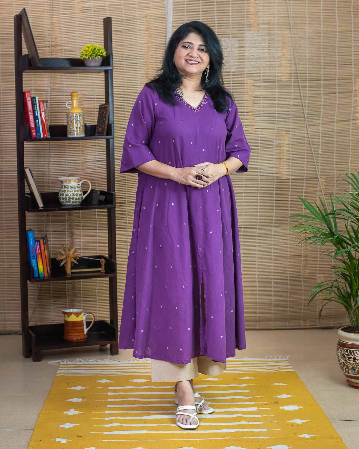 Flared, Purple Relaxed fit dress cum kurta
