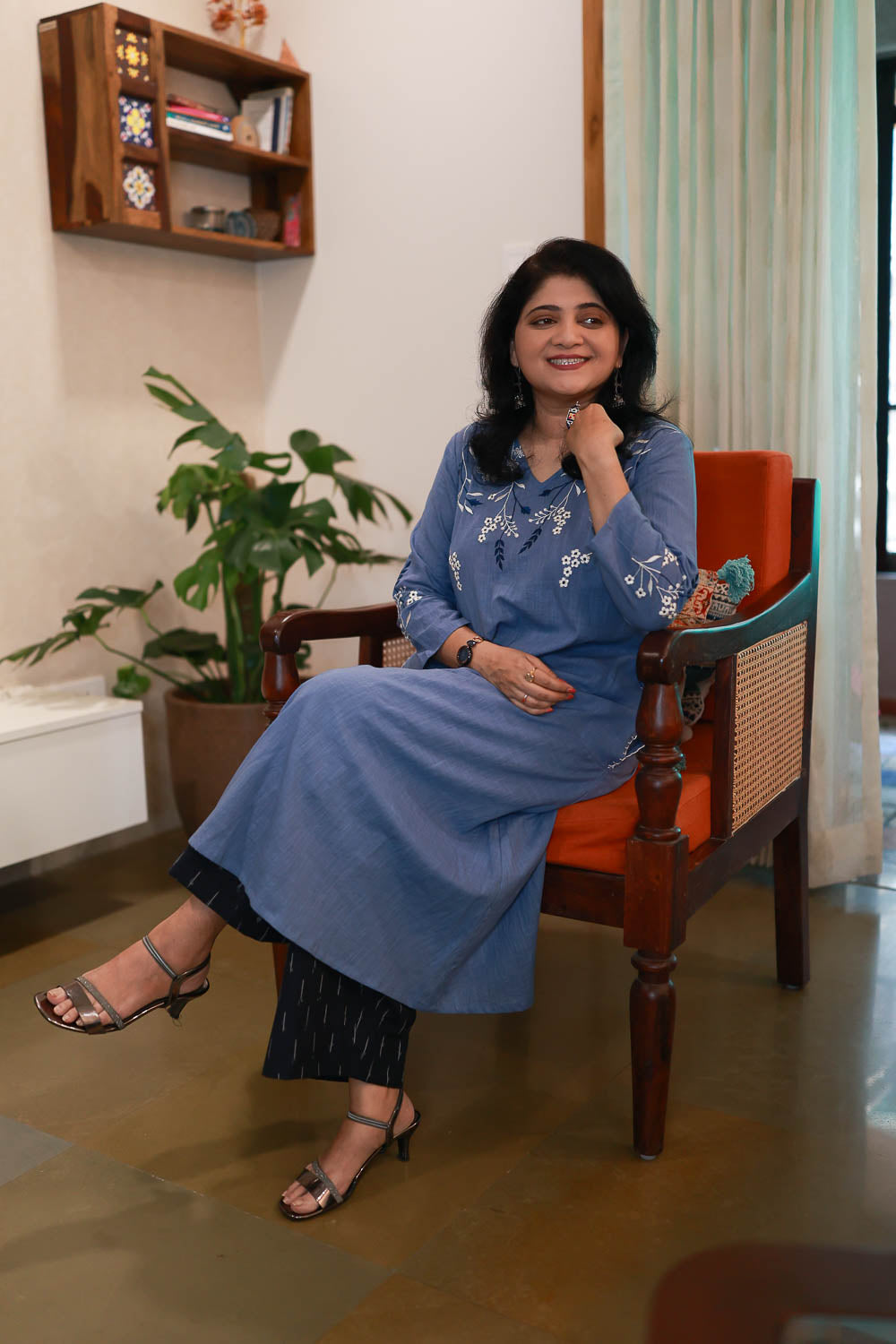 Powder Blue embroidered Dress cum Kurta