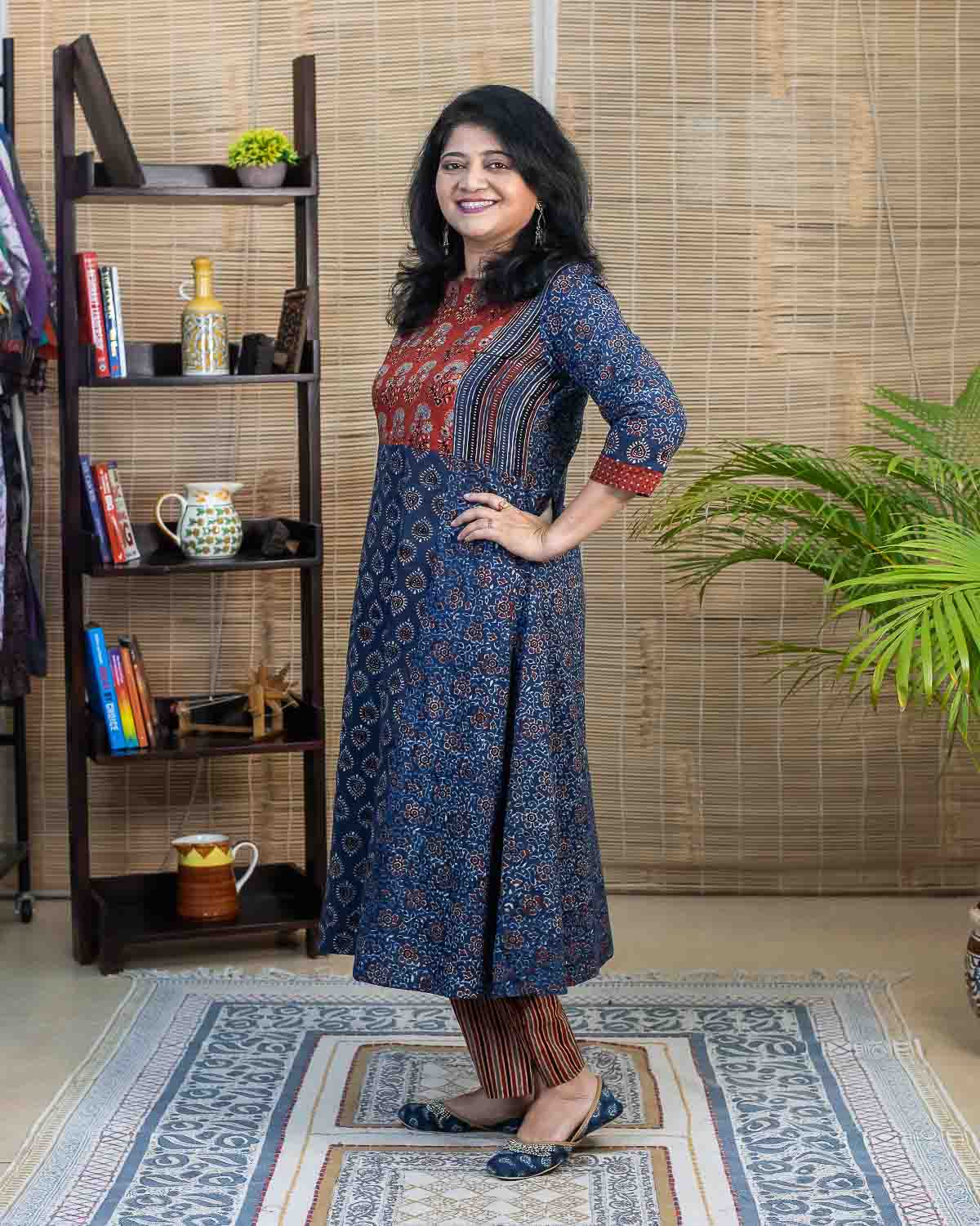 Indigo Ajrakh designer Dress/kurta
