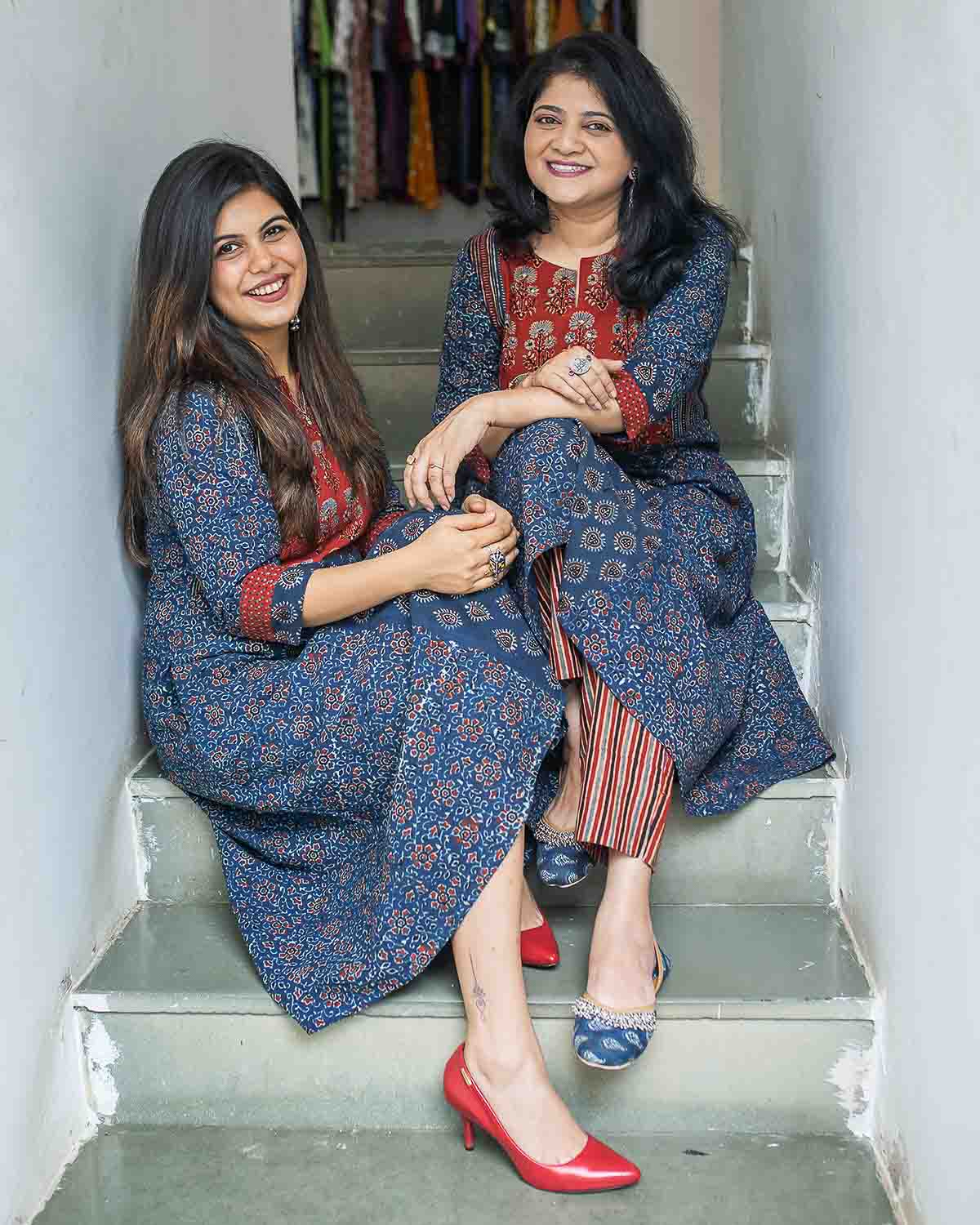 Indigo Ajrakh designer Dress/kurta