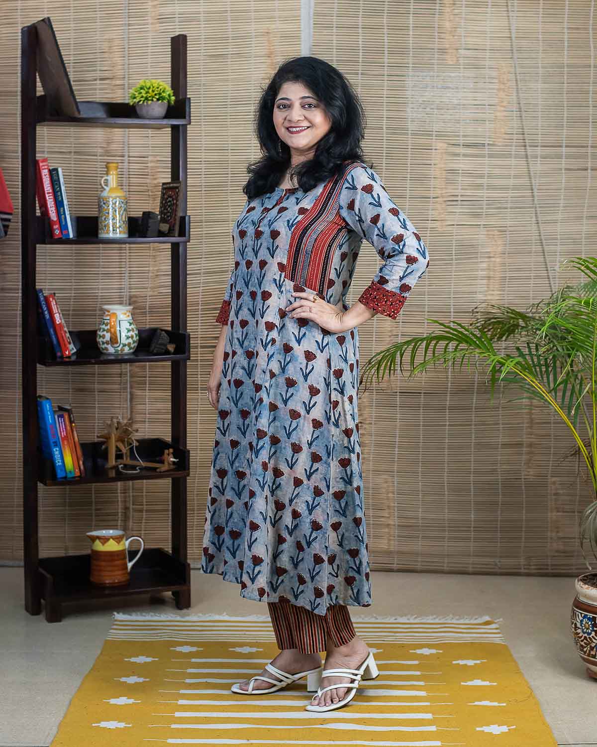 Pure cotton slub Vanaspati - Ajrakh dress/kurta