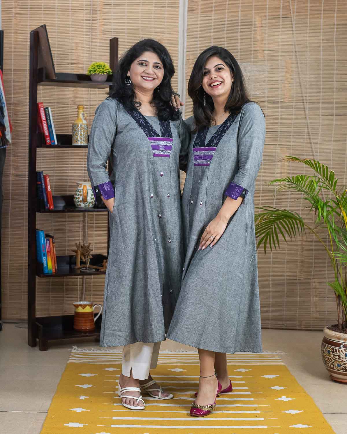 Gray with Sambalpur ikkat Dress cum Kurta