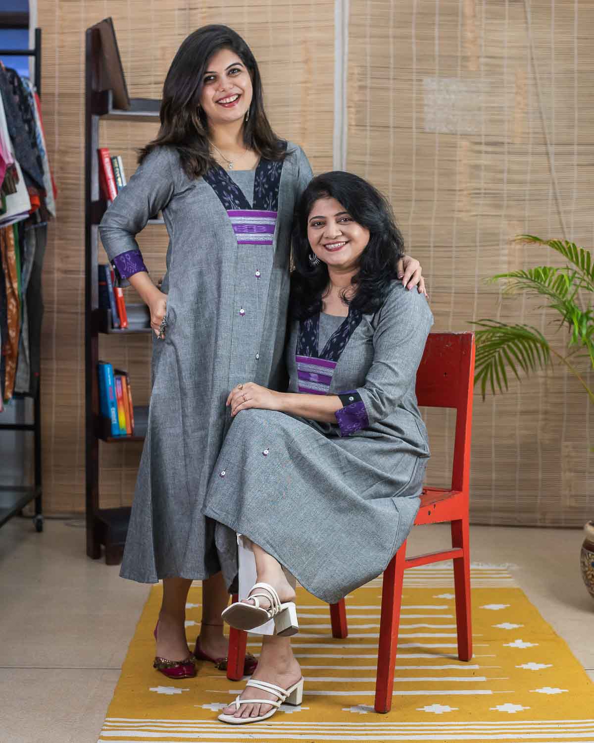 Gray with Sambalpur ikkat Dress cum Kurta