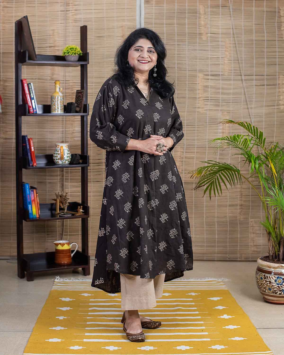 Signature print - Tic tac toe Relaxed fit dress cum kurta