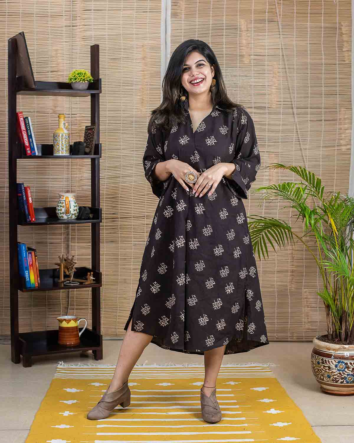 Signature print - Tic tac toe Relaxed fit dress cum kurta