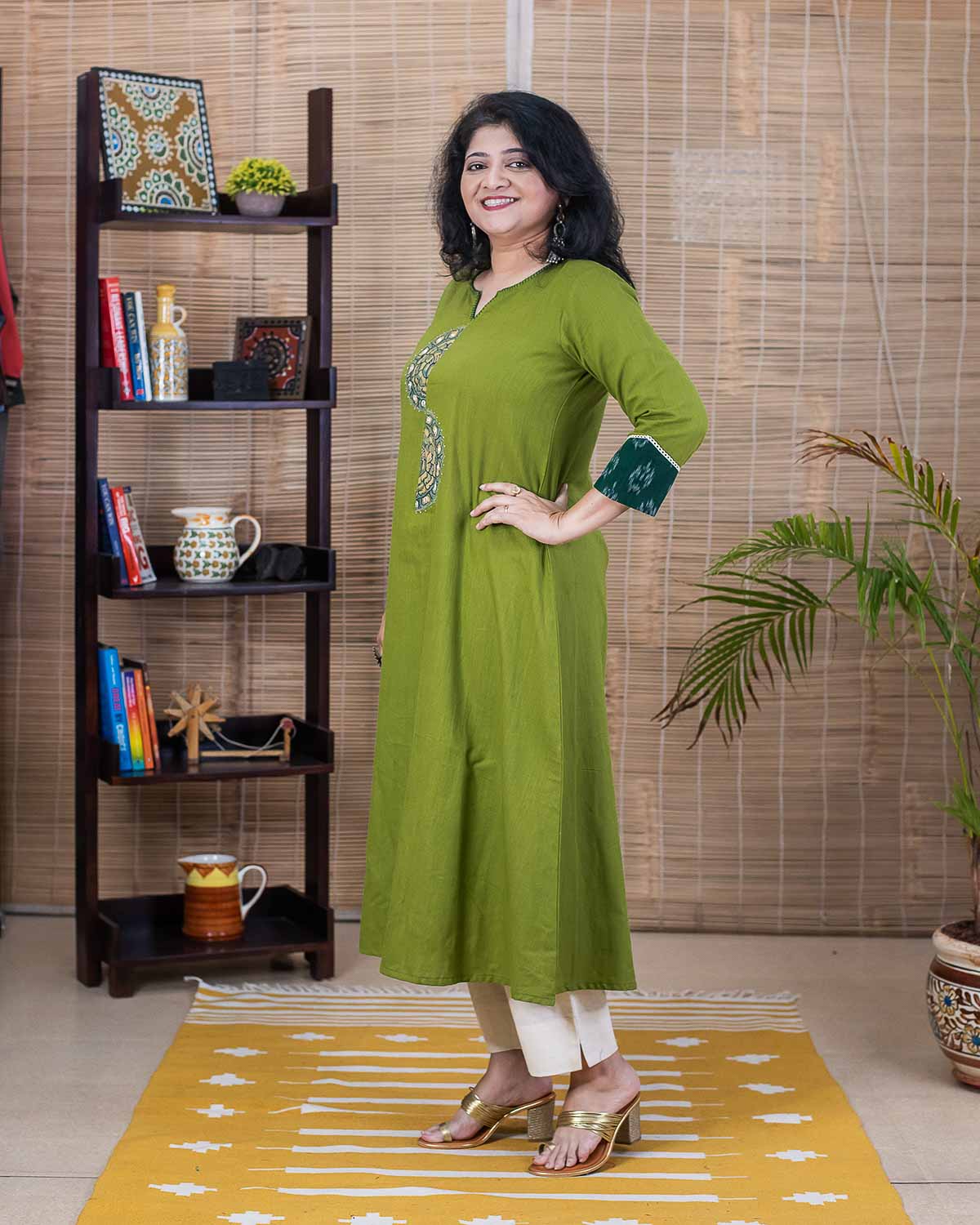 Green Exclusive Pen kalamkari dress
