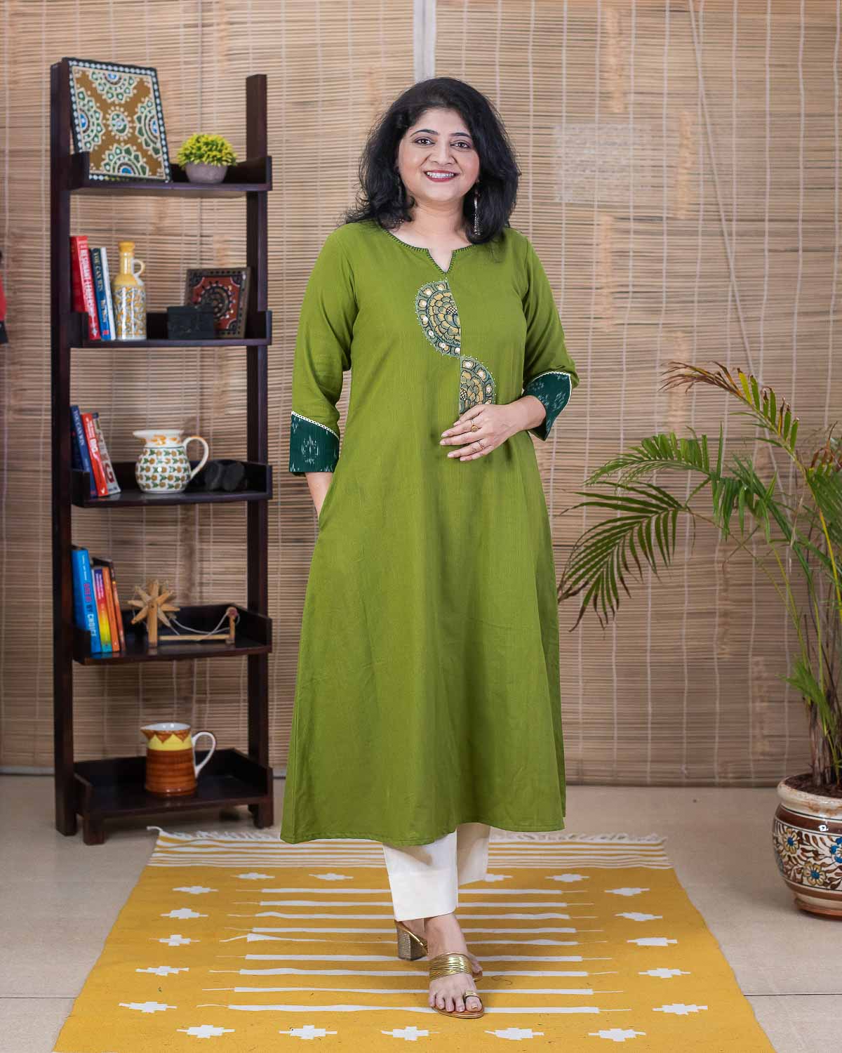 Green Exclusive Pen kalamkari dress