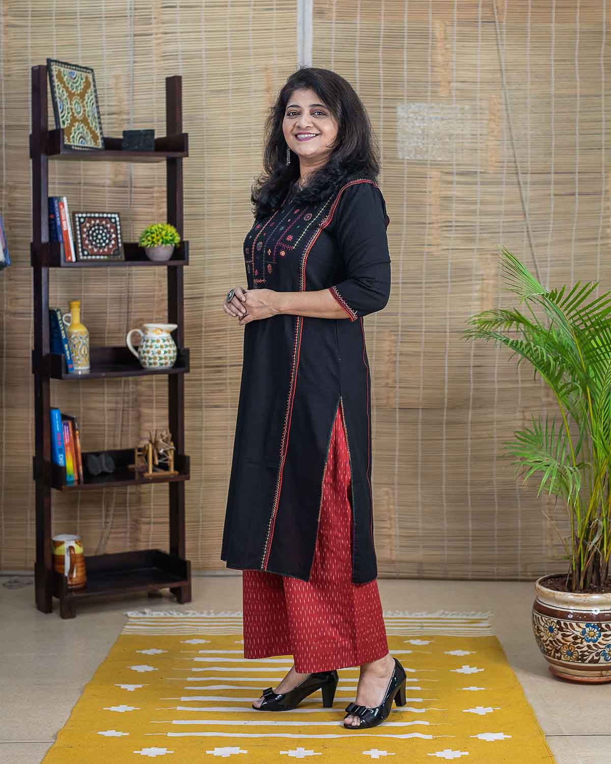 Black Exclusive Organic Cotton kurta with Lambani handwork