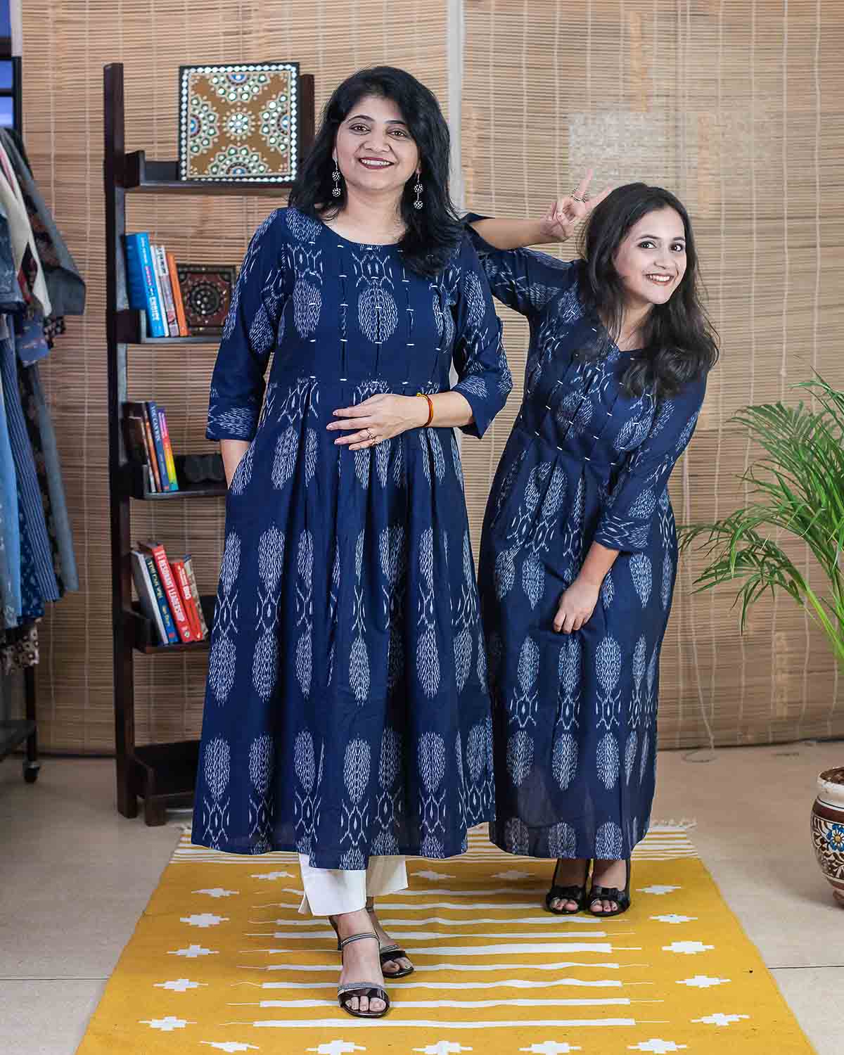 Rudraksh Exclusive weave Blue ikkat dress