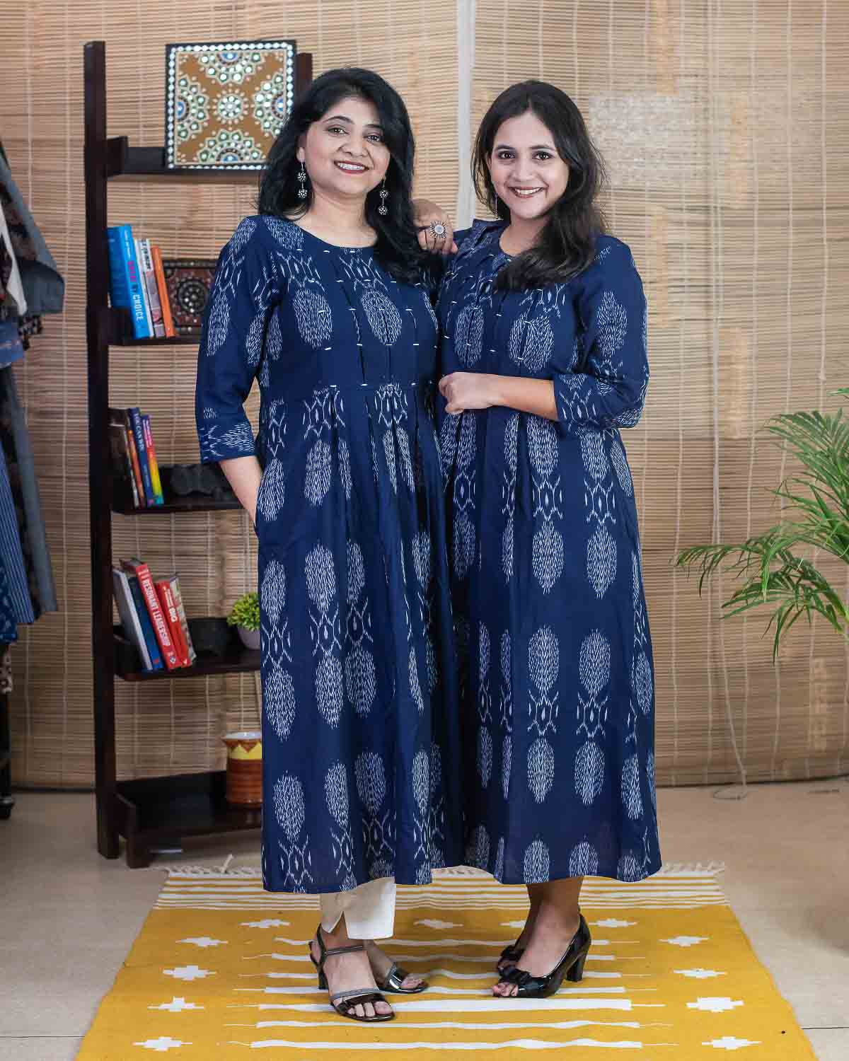 Rudraksh Exclusive weave Blue ikkat dress