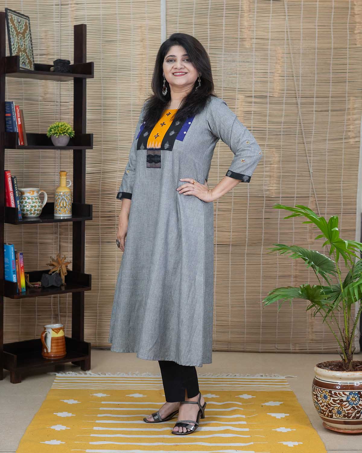 Ikkat Dress with exclusive patchwork & embroideries