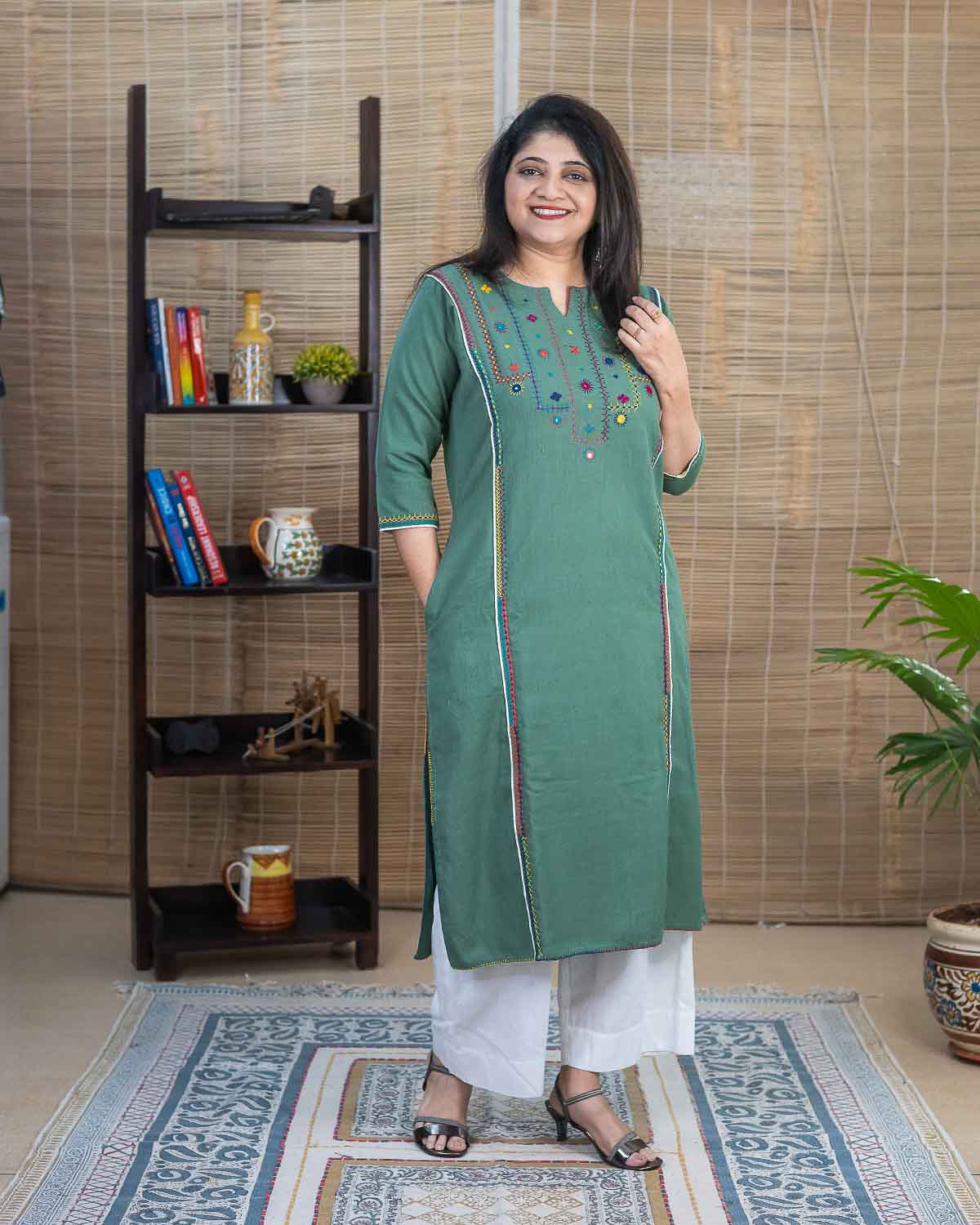 Organic cotton Lambani Handwork Straight fit kurta Rush Me Fashions Pune