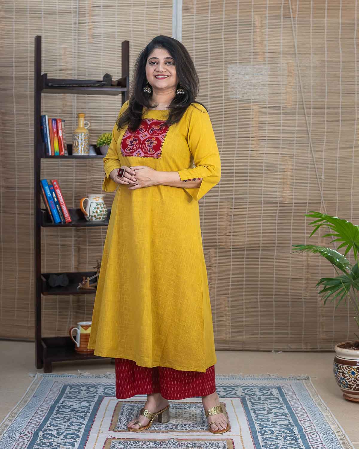 Handwoven Ikkat Sambalpur exclusive Patola patchwork Handwork Cotton slub kurta Rush Me Fashions Pune