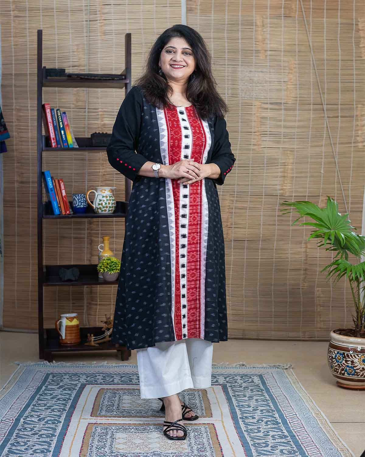 Black Red Exclusive Ikkat kurta