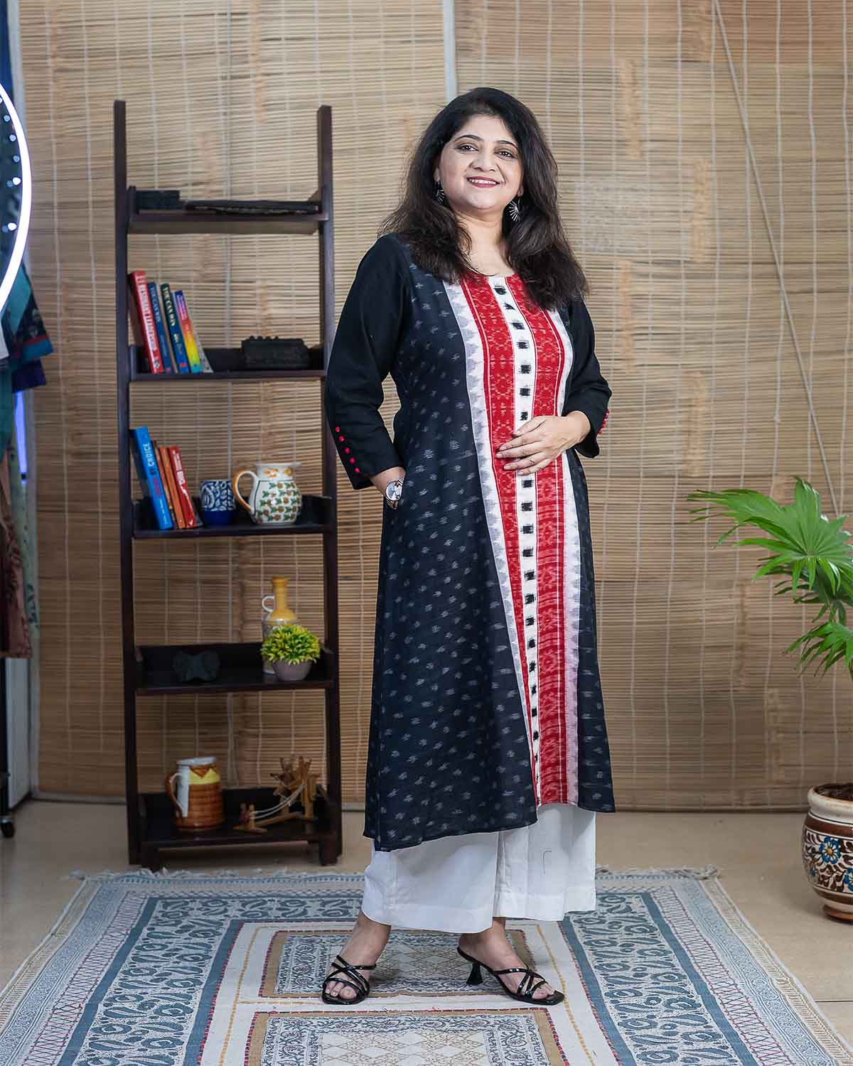 Black Red Exclusive Ikkat kurta