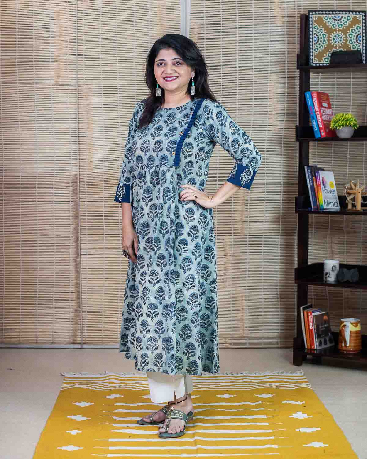 Blue Vanaspati handblock printed Dress/kurta