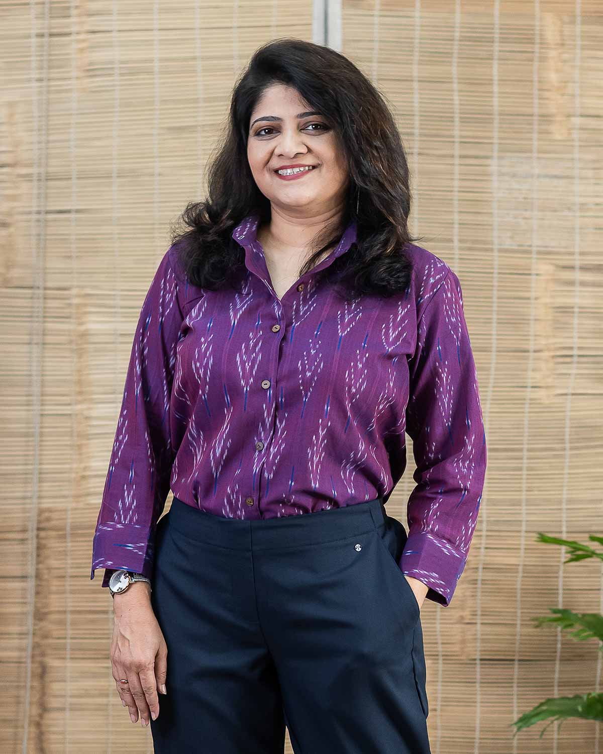 Formal Wear Ikkat Magenta shirt