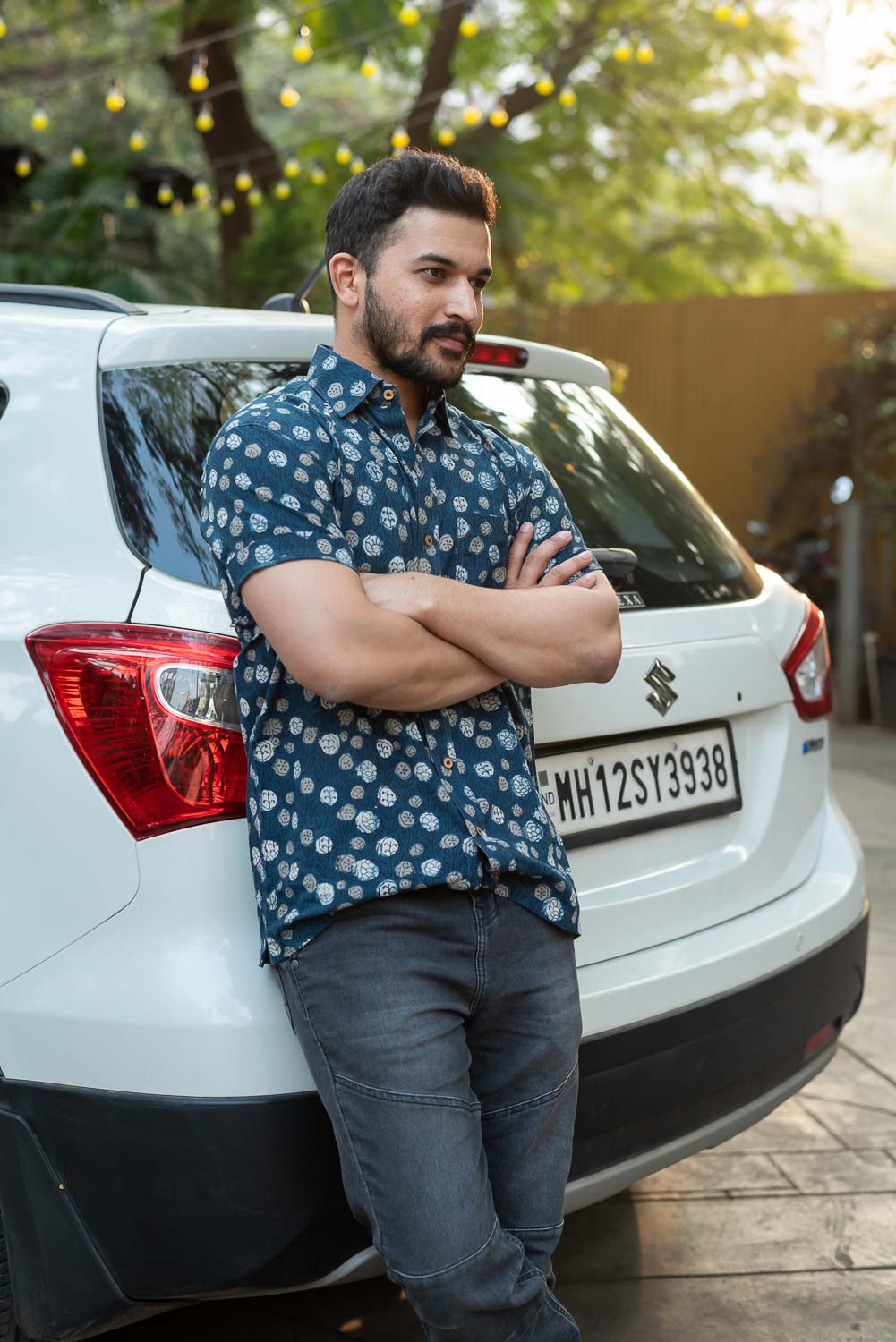 Indigo Hand Block Printed Cotton Shirt