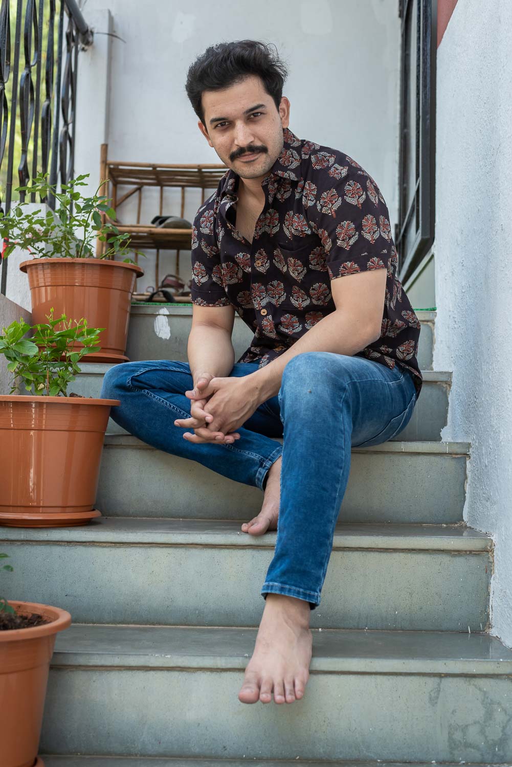 Black Ajrakh Cotton Shirt