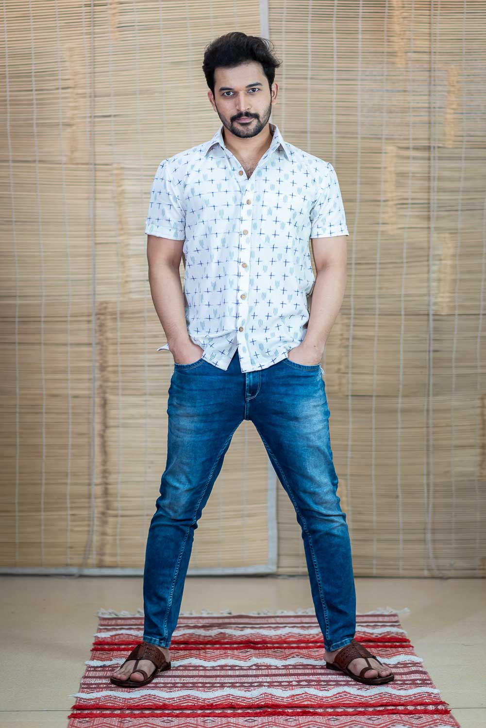 White ikkat shirt