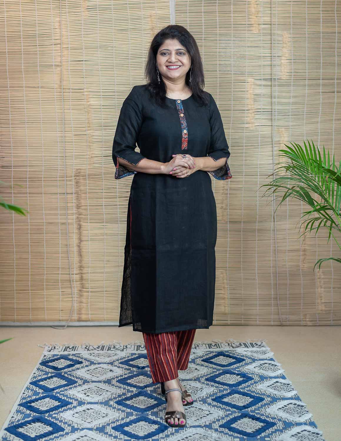 Black Linen Kurta