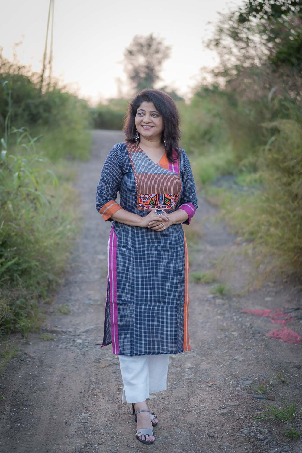 Blue Exclusive Cotton kurta with banjara handwork